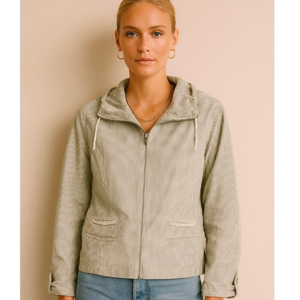 French Dressing Jeans Classic Preppy Effortless French Girl Pinstriped Jacket